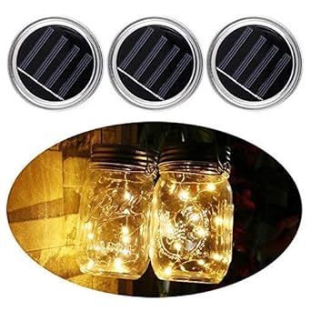 StillCool Deckel Licht Solar 3er 10 LED Deckel Innen/Außen weihnachtsbaumbeleuchtung Gläser Led Licht Lids im Glas(ohne Glas 