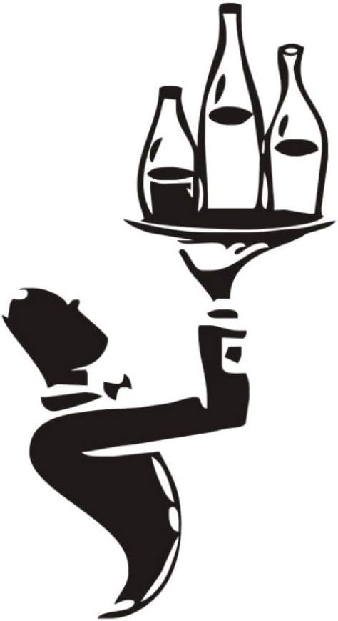 decorativas Stickers ，Camarero con tres botellas de vino calcomanías de