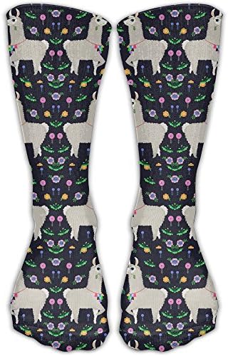 Kawaii Floral Llama Men's Women's Casual Athletic Socks Stockings Tube Socks
