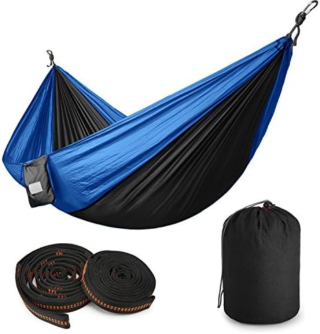 TALONITE Portable Double Camping Hammock - Outdoor 660 Ibs Parachute Nylon Fabric Ultralight Hammocks with 2.7m Tree Straps for Beach Garden Traveling Hiking Camping Backpacking