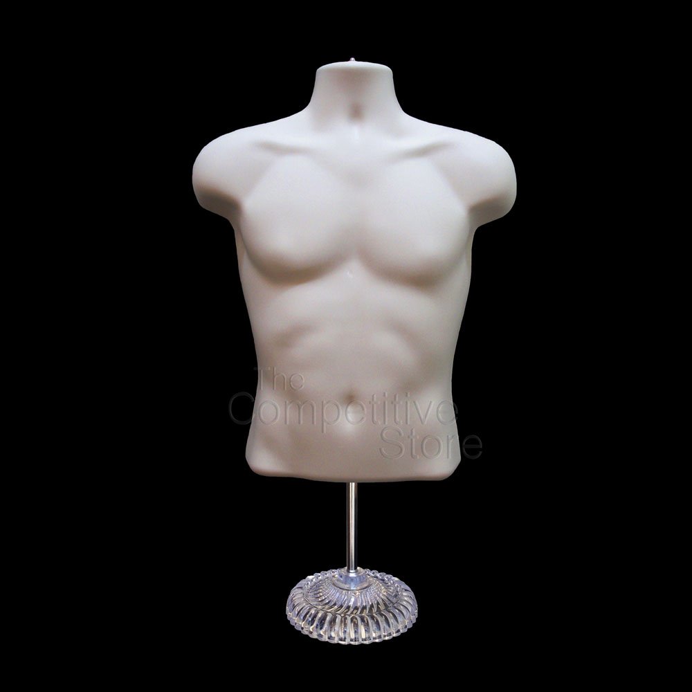 Flesh Torso Male Countertop Mannequin Form (Waist Long) W/ Economic
