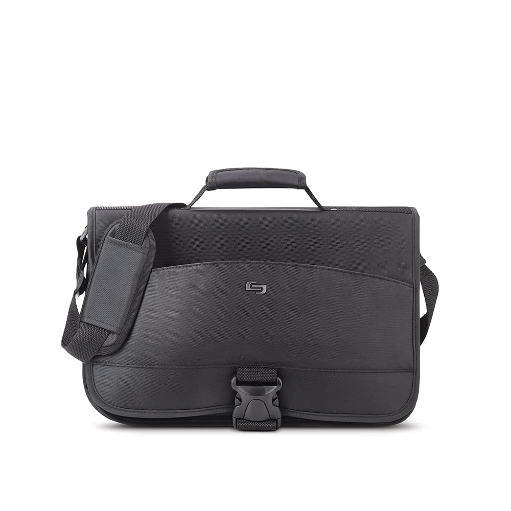Solo New York Conquer 15.6-Inch Expandable Laptop Messenger, Black (NY10-4), One Size