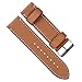 24mm Vintage Genuine Leather Silver Buckle Watch Strap Watch Band Tan