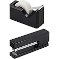 JAM PAPER Office & Desk Sets - 1 Stapler & 1 Tape Dispenser - Black - 2/Pack