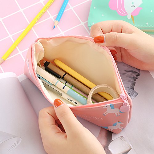 Yansion Unicorn Flamingo Pens Set Cute PU Zipper Unicorn Pencil Case Pouch Bag for Girls - Thumbnail 3