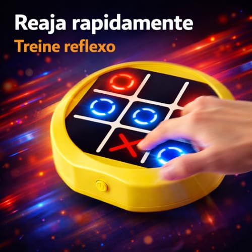 Jogo da Velha Eletrônico 3 em 1 com Luzes, Jogo da Memória e Jogo Topeira, Brinquedo Interativo Portátil com Som e Luz, Jogo Educativo Infantil