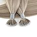 Moresoo 20 Inch Nano Human Hair Extensions 50s 40g Pre Bonded Extensions Color 18 Ash Blonde Highlighted with 613 Blonde Nano Loop Hair Extensions Human Hair