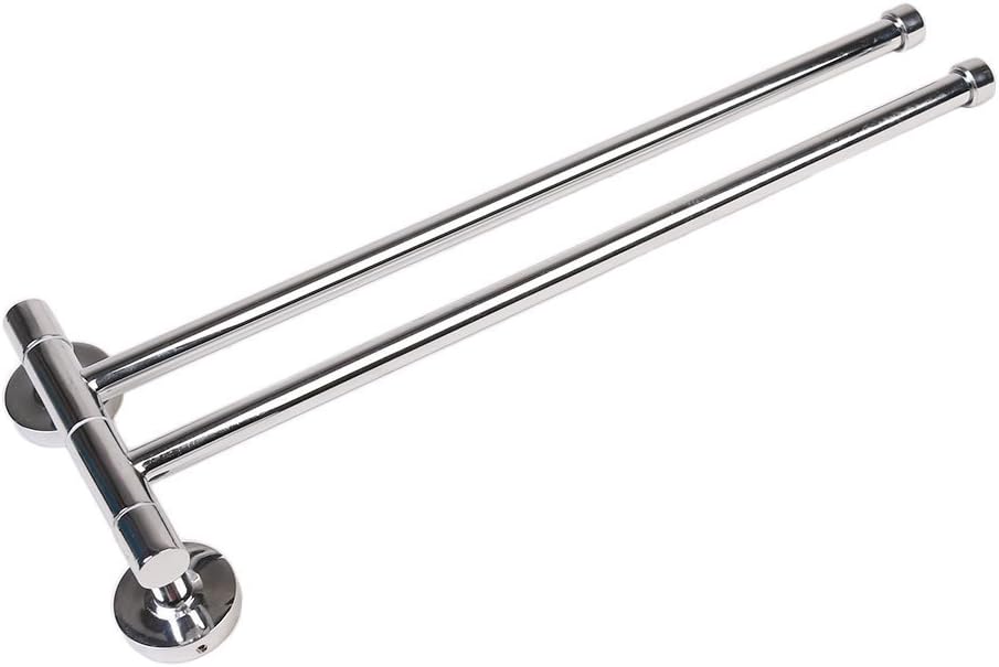 Toallero giratorio, montaje en pared, acero inoxidable cepillado con 2 brazos giratorios, utilizado para el almacenamiento de toallas de baño y cocina