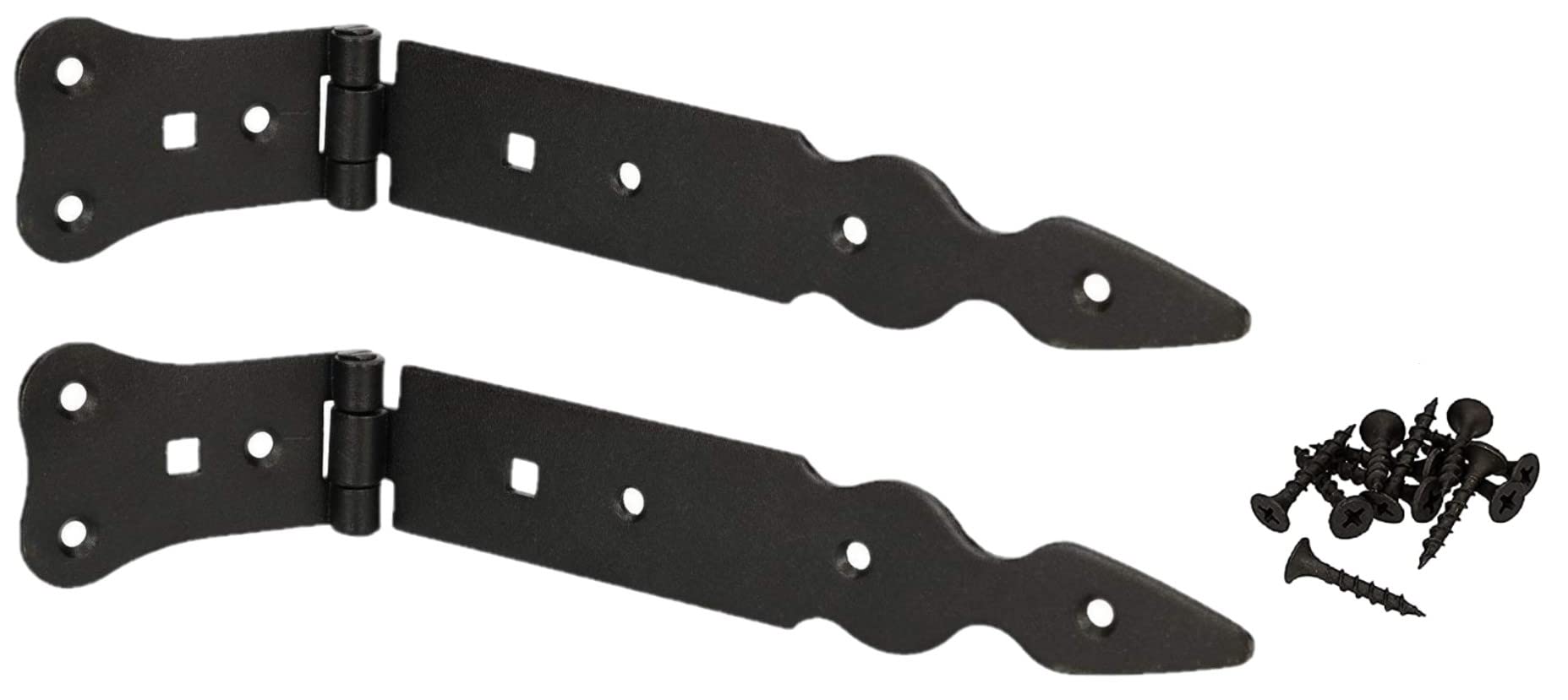 Kotarbau® Set of 2 Shutter Hinges, 200 mm, Gate Hinge, Door Hinge, Throw Hinge, Cross Hinge, Black, Rustproof, Garden Gate Hinge, Building Fittings, Robust