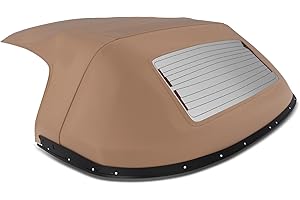 A-Premium Tan Convertible Soft Top Compatible with Mazda Miata 1990-1997, Miata 1999-2005, Convertible, Glass Window