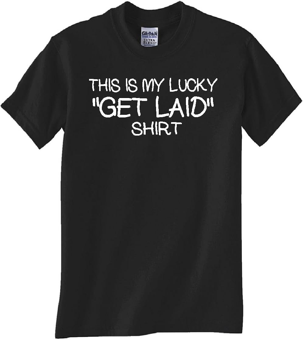 Gildan Lucky GET Laid Black T Shirt