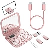 YANZIE USB Adapter Kit, Type-C to Lightning Adapter, USB-A to C, OTG, Pink | Built-In Mirror, 12-Inch USB-C Cable and Micro-USB to C Converter for iPhone, Pixel and Galaxy
