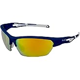 Raze Eyewear Pursuit Sports Sunglasses for Men or Women Metallic Blue Touch Frame w/HD Orange Z Lens
