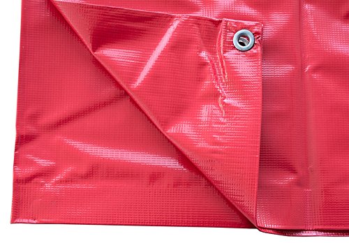 20-Foot by 30-Foot Multi-Purpose 100% Waterproof Red Heavy Duty PVC Vinyl Tarp Cover 12 Mil Thickness for Inflatables, Tents, and Weather Protection