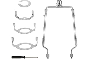 OMOBANU Lamp Shade Harp Holder Kits Adjustable 7" 8" 9" 10" fit for Standard 1/8 IP, E14, E26, E27 Lamp Harp Saddle with Lamps Finials, Screwdriver, Metal Lampshade Bracket Decorative Accessories - Silver