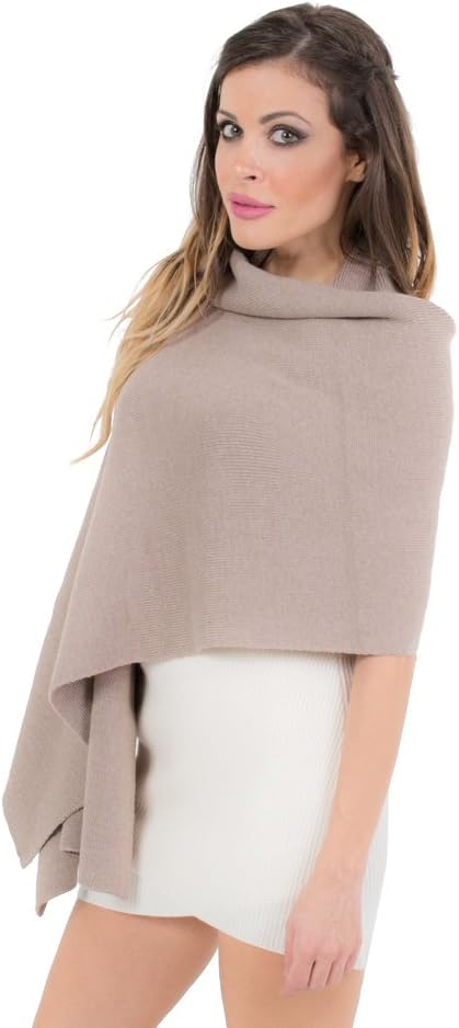 KROWN Cashmere Shawls for Women, Super Soft Lambs Wool Pashmina Shawl for Cold Weather, Extra Large Knitted Cashmere Wraps for Winter, Beige