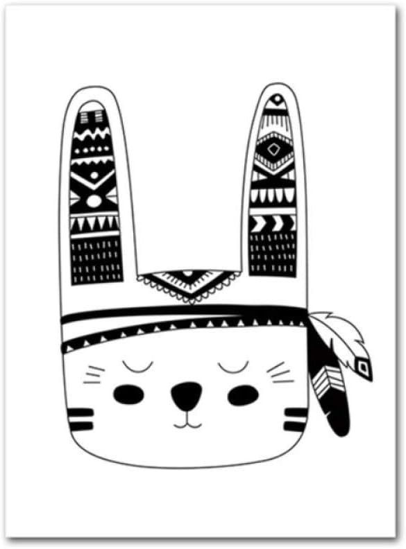 Qyh Noir Blanc Dessin Anime Enfant Affiche Lapin Renard Tigre Pepiniere Imprimer Bebe Mur Art Toile Peinture Nordique Enfant Chambre Photo Decor x25 Cm Pas De Cadre Amazon Fr Cuisine Maison