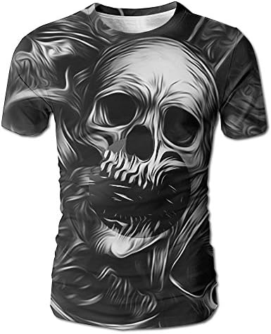 Mens Scary Wicked Skull All Over Blalck Comfy Tshirts For Sports Baseball Gym Workout Jogging Hiking Pullover Tees Shirts