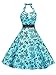 Light Blue 50s Halter Flock Tattoo Rockabilly Party Prom Dress