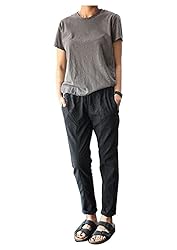 Durcoo Women's Drawstring Elastic Waist Ankle Pants