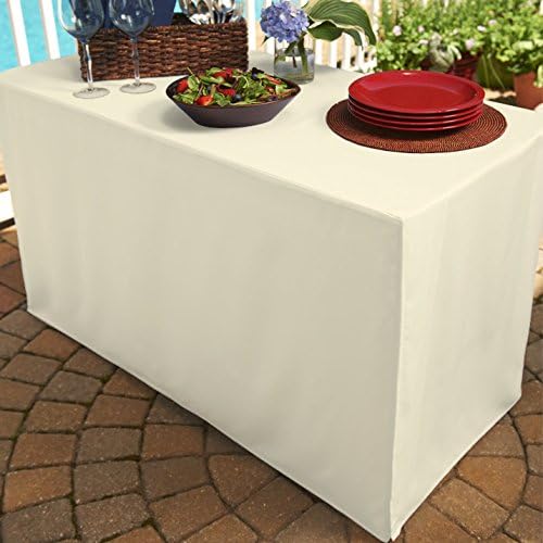 Folding Table Cover, Fitted Tablecloth for 6-Foot Folding Table, Ivory