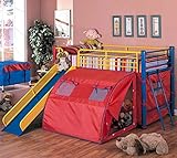 Oates Lofted Bed with Slide and Tent Multi-color