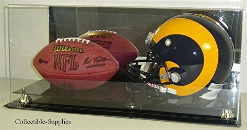 Deluxe Acrylic Full Size Football Helmet and Football Display Case