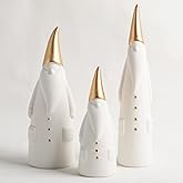 Ceramic Christmas Gnomes Set of 3 Santa Claus Figurines for Christmas Decoration, Santa Claus Statues and Sculptures Christmas Gnomes for Centerpiece, Bookshelf, Fireplace, Mantel New Year Decorations