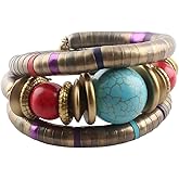 Bohemian African Bracelet for Women Men Ethnic Tribal Snake Bangle Bracelets Layered Chunky Beaded Bracelet Jewelry Gift