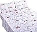 J pinno Twin Sheet Set Bedroom Decoration Gift, 100% Cotton, Flat Sheet + Fitted Sheet + Pillowcase Bedding Set (Train, Full)
