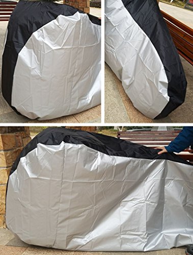 Newest Bicycle Cover, Rain Proof Dustproof Heavy Duty Seat Protective Extra Large Outdoor Bick Cover [200x70x110cm] [Black+Silver] XL