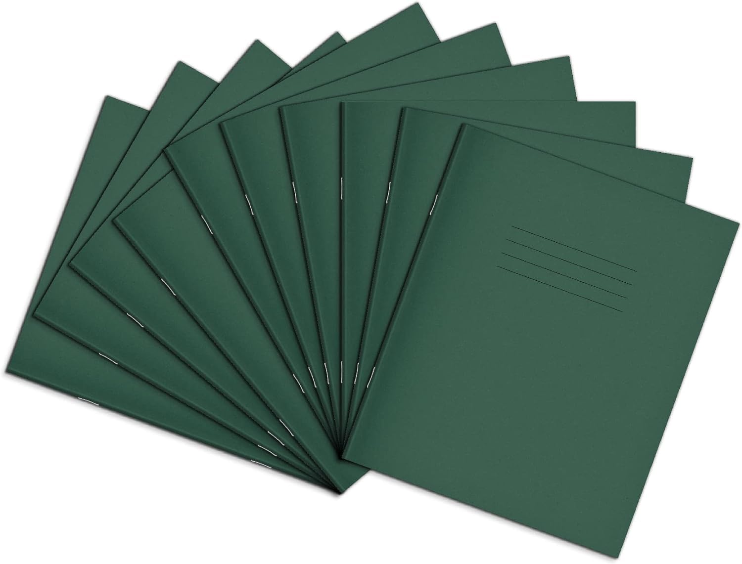 Rhino 8 x 6.5 Exercise Books, 48-Page / 8mm Lined with Margin Paper Notebook, 10-Pack, Writing Book, Office & School Stationery Supplies, Dark Green
