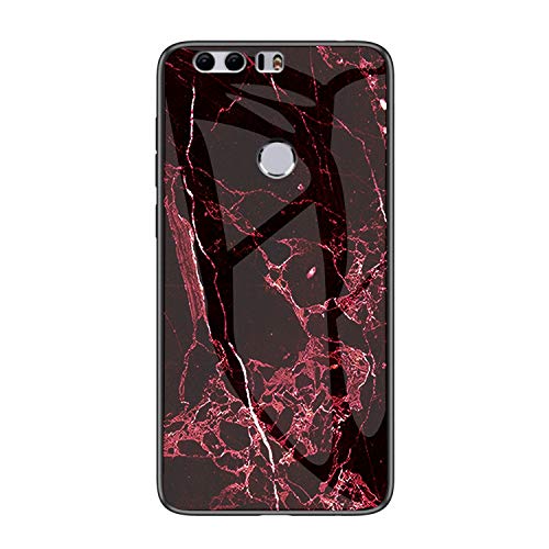 MadBee Case for Huawei Honor 8 [with Screen Protector],9H Tempered Glass Back Cover [Marble Pattern Design] + Soft TPU Silicone Bumper [Shock Absorption] Fully Protective Case (Marble 6)