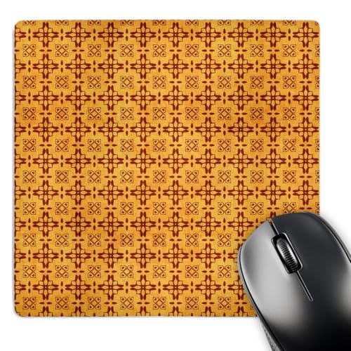3Drose LLC 8 X 8 X 0.25 Inches Mouse Pad, Pretty Deep Orange India Inspired Pat…