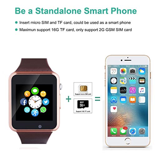 Smart Watch, Smartwatch Phone Sport Smart Wrist Watch with SD Card Pedometer Camera Call Text Touch Screen Compatible for Samsung LG Huawei Android and iPhone (Partial Features) for Men Women Teens - Thumbnail 2
