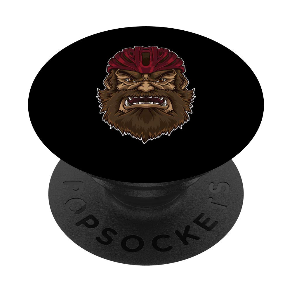 Biking Bigfoot Wearing Mountainbike Helmet PopSockets Swappable PopGrip