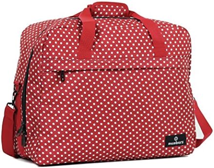 Members Essential On-Board Travel Shoulder Bag/Ryanair Compliant Holdall 55 x 40 x 20 cm Red & White Polka Dots
