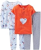 Carter's Little Girls' 4 Piece PJ Set (Toddler/Kid) - Happy Day - 4T