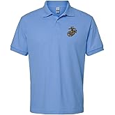 USMC EGA Eagle Anchor Globe Official Emblem Embroidered Mens Polo Shirt United States Marine Corps Licensed