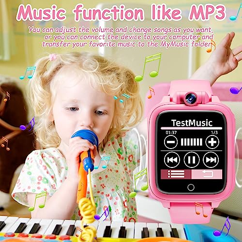 Diswoe Smart Watch for Children, Smartwatch Girl 3 4 5 6 7 8 9 10 11 12 Years, Gift Girl with 14 Games, 90° Rotating Camera, Alarm Clock and HD Touch Screen, Gifts for Boys and Girls