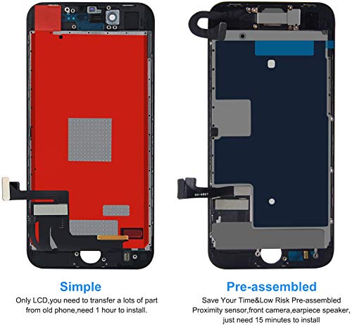 Compatible with iPhone 8 Screen Replacement, LCD Display 3D Touch Screen Digitizer Full Assembly with Proximity Sensor, Ear Speaker and Front Camera (Screen Replacement for iPhone 8 Black)