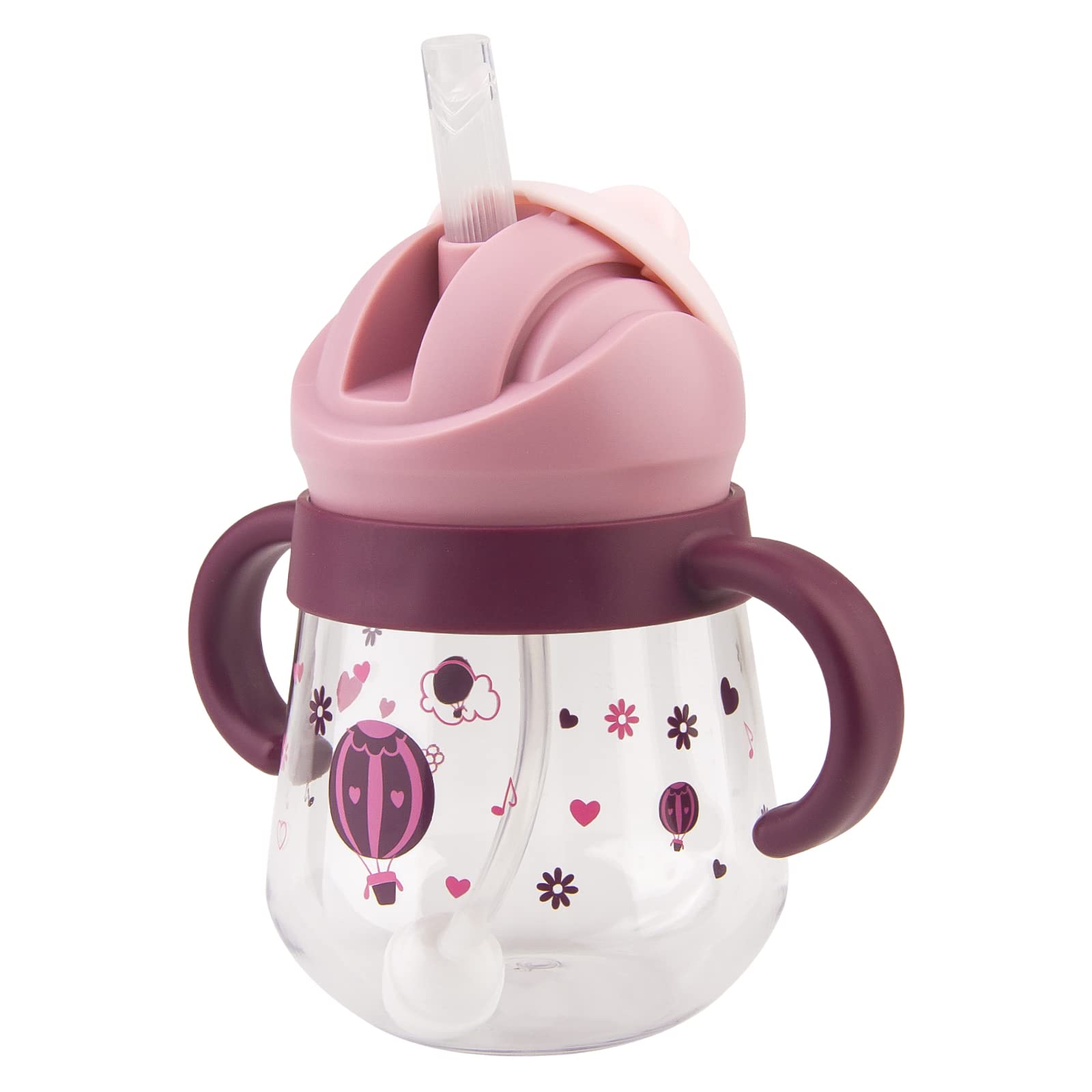 Sippy Cup for Baby Months 6+, Weighted Straw Non Spill Cups for Toddlers, Baby Straw Cup with Handles, Spill-Proof, Leak-Proof Soft Spout 260ml, BPA Free (Purple)