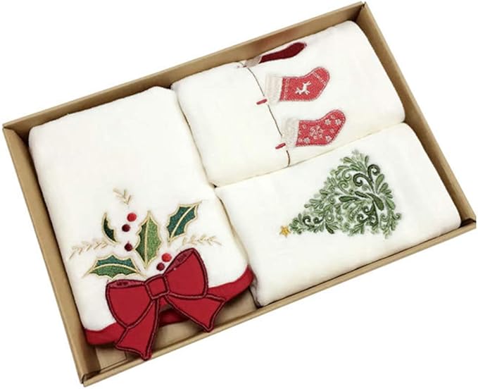 6 Stück Weihnachtshandtücher Mit Stickerei - 30×45cm Festliche Gästehandtücher Für Kinder