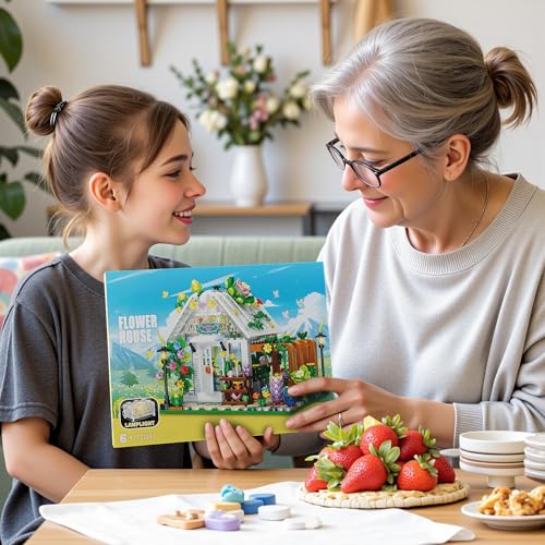 Uniiking® Flower House Building Set with Lights, Garden House Building Toy Kits Compatible with Trend, Creative Greenhouse Playset, Christmas Birthday Gift for Adults or Girls 8-12 Years(769PCS)