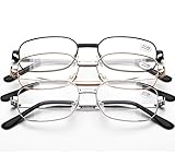 Reading Glasses 1.0 For Women & Man By See 626 - Alphareader 3 Pairs Value Packed Metal Readers- Unisex Reading Glasses - Black, Gray, Gold Reading Glasses