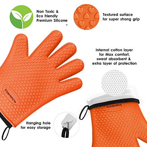 KITCHEN PERFECTION Silicone Smoker Oven Gloves Extreme Heat Resistant