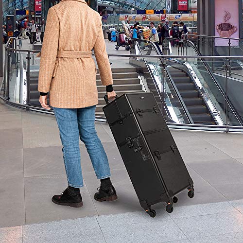 mefeir 2 in 1 Rolling Makeup Train Case, Makeup Travel Organizer
