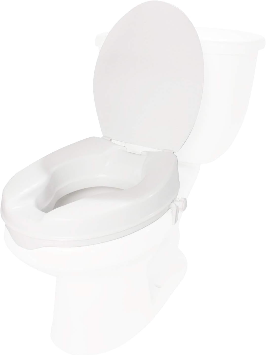 PCP 2-Inch Raised Standard Toilet Seat, Increase Height Over Commode, Low Profile Elevated, Includes Lid, Tightening Stability Safety Clamps: Health & Personal Care