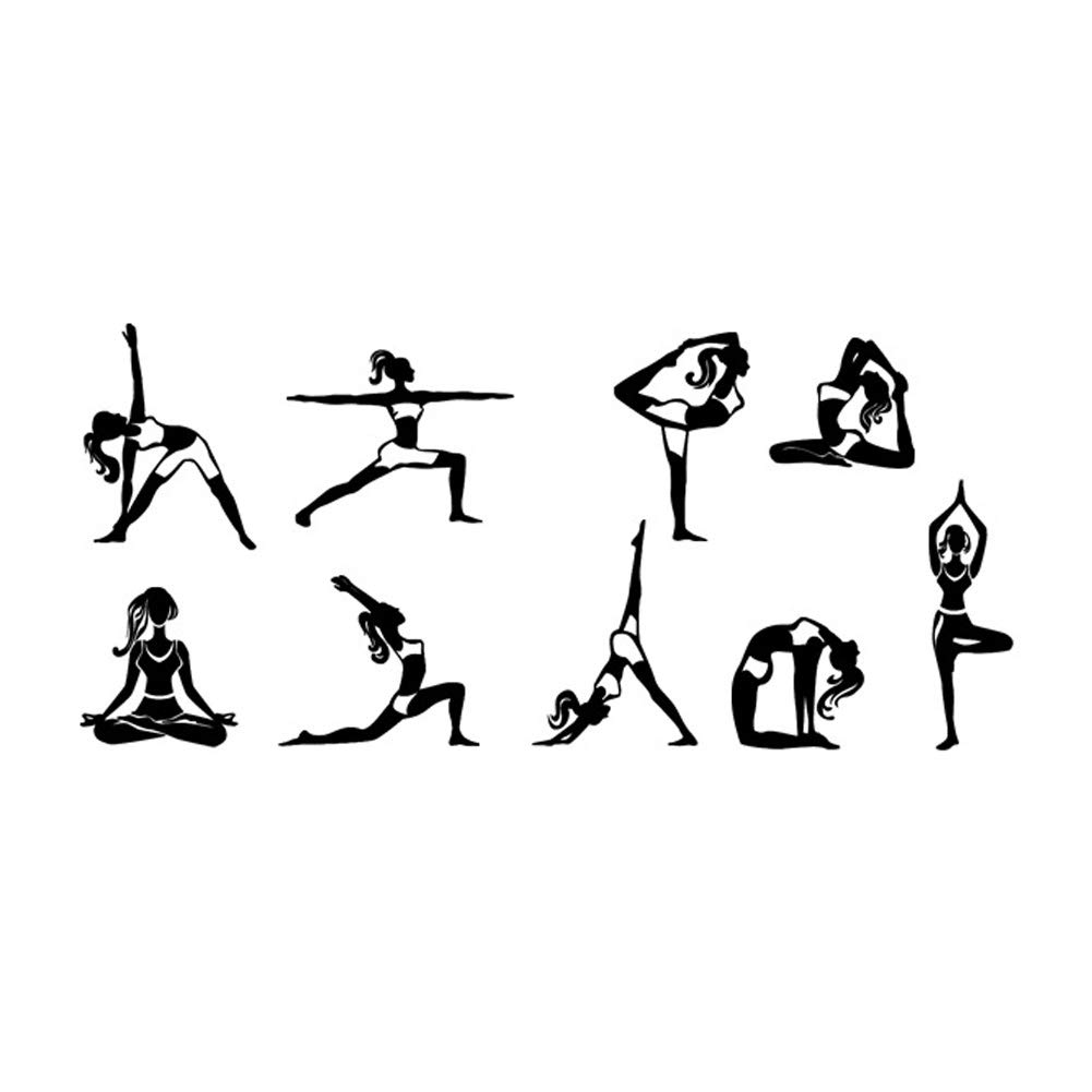 Yoga Poses Wall Sticker for Room Decor, Inspiring Yoga Posture Wall Mural Art Transfer for Sport Studio Room Decoration