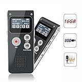 KLAREN 16GB Digital Voice Recorder 16G Dictaphone MP3 Player USB WAV + Microphone Speaker